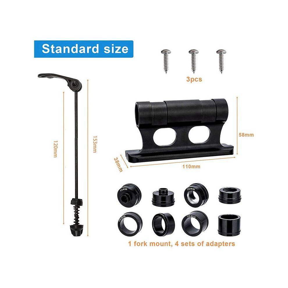 2X Versatile Front Fork Mount Block,Quick Release Thru Axle Road Bicycle Bracket Adapters for Truck/Trailer/Bikes Racks