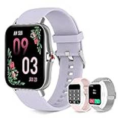 Iaret Smartwatch dam Bluetooth-samtal och handsfree-svar, Smart Watch från SpO2 Pulsmätare, Fitnessklocka 8 lägen Sportmeddelanden Whatsapp Meddelanden för Android/iOS Silver