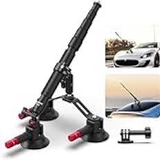 NEEWER Trippel sugkopp bilmonteringssats med 2-i-1 förlängningsstång/selfiepinne, snabbfrigörande yttre vindruta magisk arm kamerafäste med actionkameraadapter kompatibel med GoPro Insta360, CA065