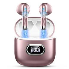Bluetooth Kopfhörer, Kopfhörer Kabellos Bluetooth 5.3 In Ear Kopfhörer mit 4 HD Mic, 2024 Kabellose Kopfhörer 42Std ENC Noise Cancelling Earbuds Tiefer Bass, IP7 Wasserdicht Ohrhörer USB-C, Rosé Gold