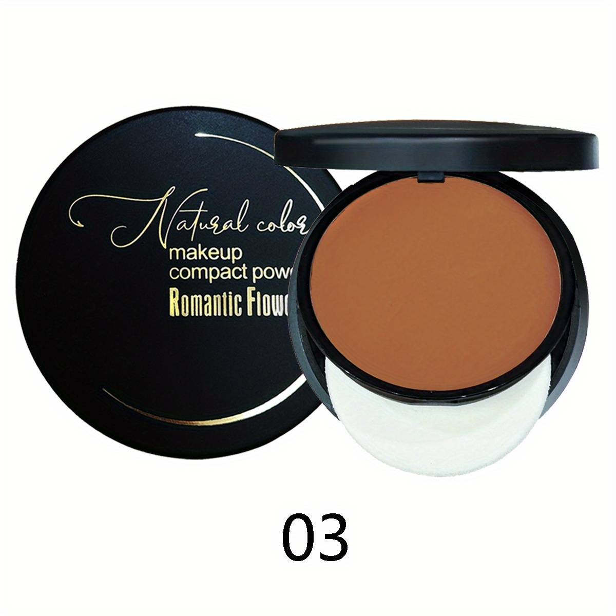 TEMU Three-shade Waterproof Dark Powder Foundation - Durable Coverage, With Natural Puff For Contouring And Setting Makeup, Ideal For A