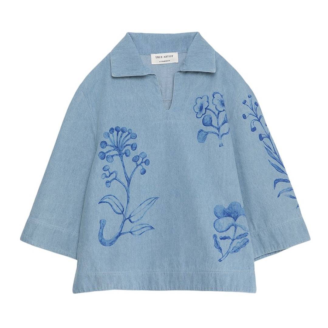 True Artist Herbarium Kortærmet Skjorte Light Blue 4-5 Y Blå 4-5 år Drenge, Piger