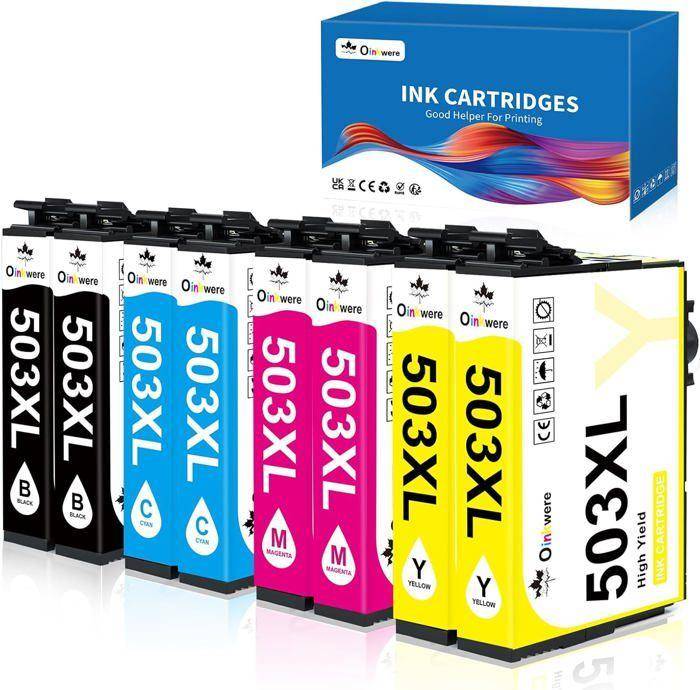 Cartouches d'encre 503XL - CHOUMICHA - Multipack 8 pcs - Compatible Epson - Haute capacité - Impressions nettes
