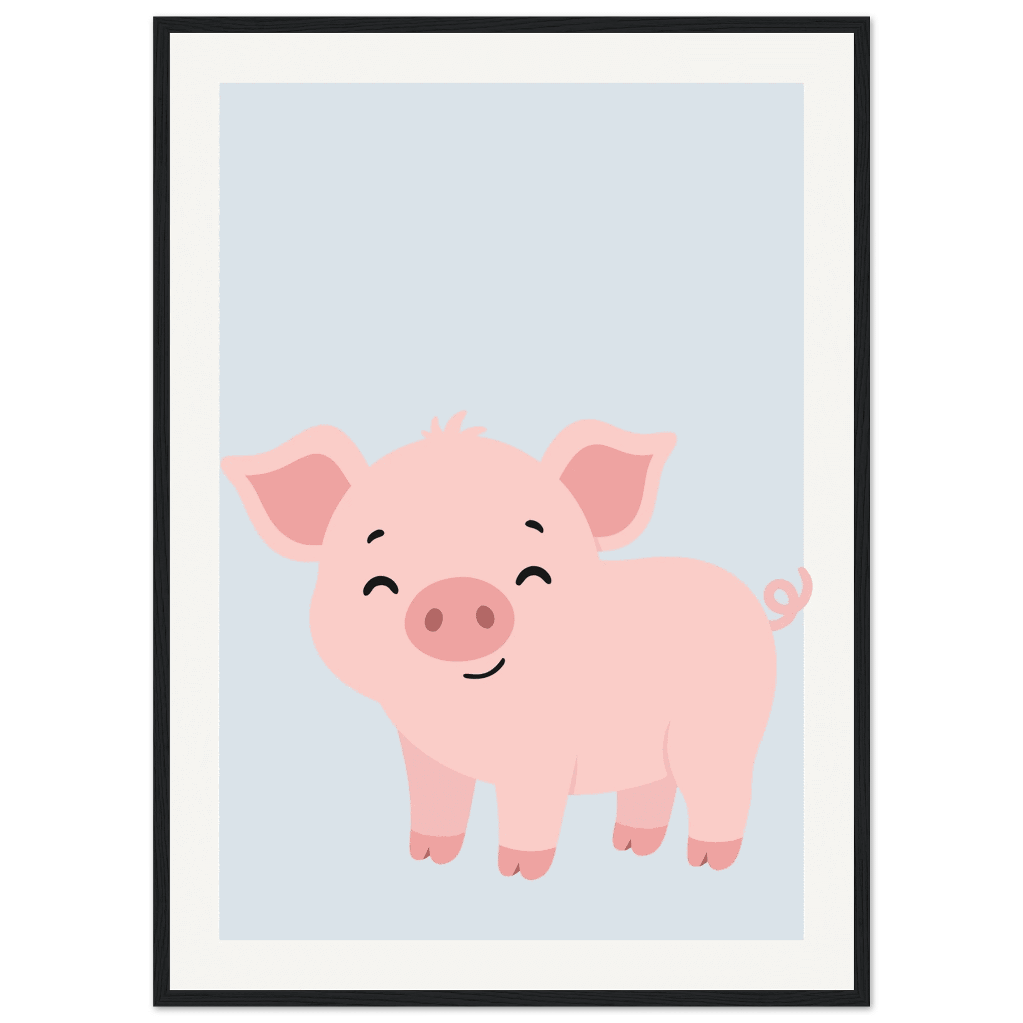 Söt liten gris poster-50x70 cm / 20x28″ / Med ram / Svart