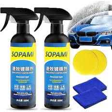 Sopami Car Coating Spray, Remove Car Glass Oil Film,Sopami Quickly Coat Car Wax Polish Spray,Waterless Wash Car Ceramic Coating (Spray*2)