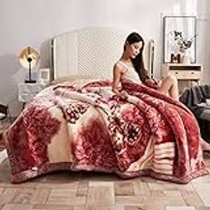 Lyxig 2,0 kg koreansk minkfilt silkeslen mjuk och varm 59 x 78 tum vändbar 2 lager Raschel sängfilt lätt och mysig queen size (150 x 200 cm 2 kg)