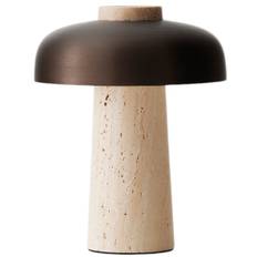 Audo Copenhagen Reverse Trådløs Bordlampe H24,5 cm , Beige/Bruneret Messing