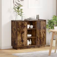 Sideboard med led røget eg 90x32x75 cm ingeniørtræ