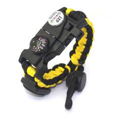 Överlevnad Paracord Armband, Eldstartare, Vattentät SOS Ljus, Kompass, Visselpipa, 20 i 1, Utomhus Ultimate Tactical Survival Gear Set, Gåva Svart-gul