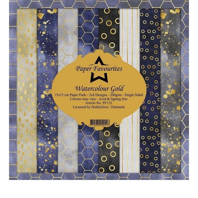 Scrapbookingpapper - 15x15cm - Watercolour Gold