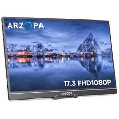 ARZOPA Portable Monitor, 17.3 Zoll Tragbarer Monitor, 1920x1080 Full HD, 100% SRGB IPS Externer Mobiler Bildschirm mit HDMI/Typ-C/USB-C, für Laptop/PC/Mac/PS5/Xbox.