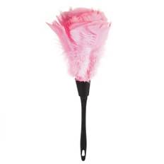 Soft Turkey Feather Duster Brush With Black Handle Home Furniture Car Cleaning Tools (Pink) rosa