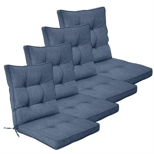 Exklusiv trädgårdskuddpaket till trädgårdsstol 4 st. - Extra mjuka 7 cm tjocka lyxkuddar - Modern button design mörkblå stolkuddar - UV skyddad Nordstrand Home kuddar