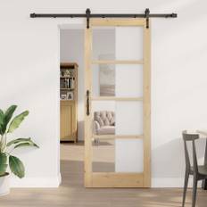 vidaXL Skydedør Brun 83 x 211 cm Træ og metal