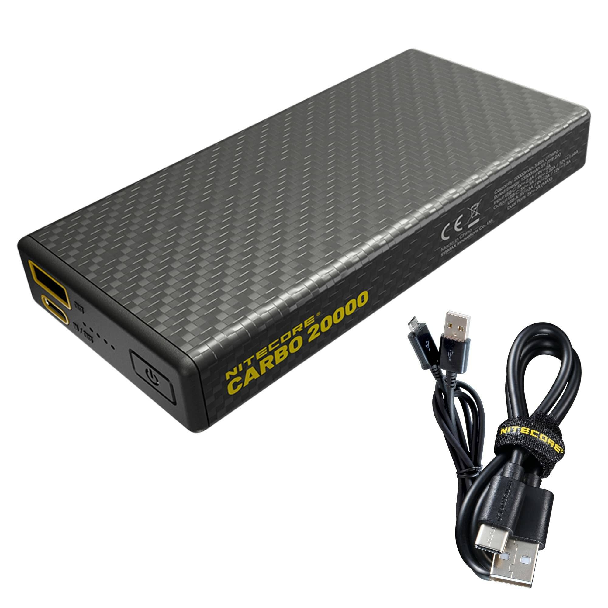 NITECORE Carbo 20000 Lättviktig 20000mAh Power Bank för utomhusbruk, QC PD Snabbladdning, USB & USB-C Dubbla Portar Vatt
