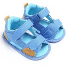 Unisex baby flicka pojkar sandaler mjuk duk baby sandaler halkskydd mocka sulor träskor nyfödda barn barn sommar sandal träsko - Himmelsblå / 0-6 månader