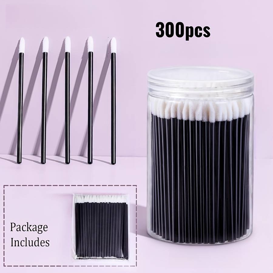 300/600/800pcs Lip Applicators Disposable With 1 Replacement Container, Lip Brush Wand For Lipstick And Lip Gloss, Black Lip Makeup Wands, Disposable Makeup Applicators, Make Tool Kits