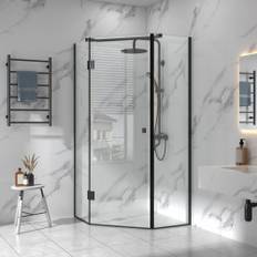 Femkantig duschhörna 90x90x210cm | 6mm säkerhetsglas | Carro - Svart