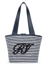 Roger Vivier Straw Tote Bag — Navy