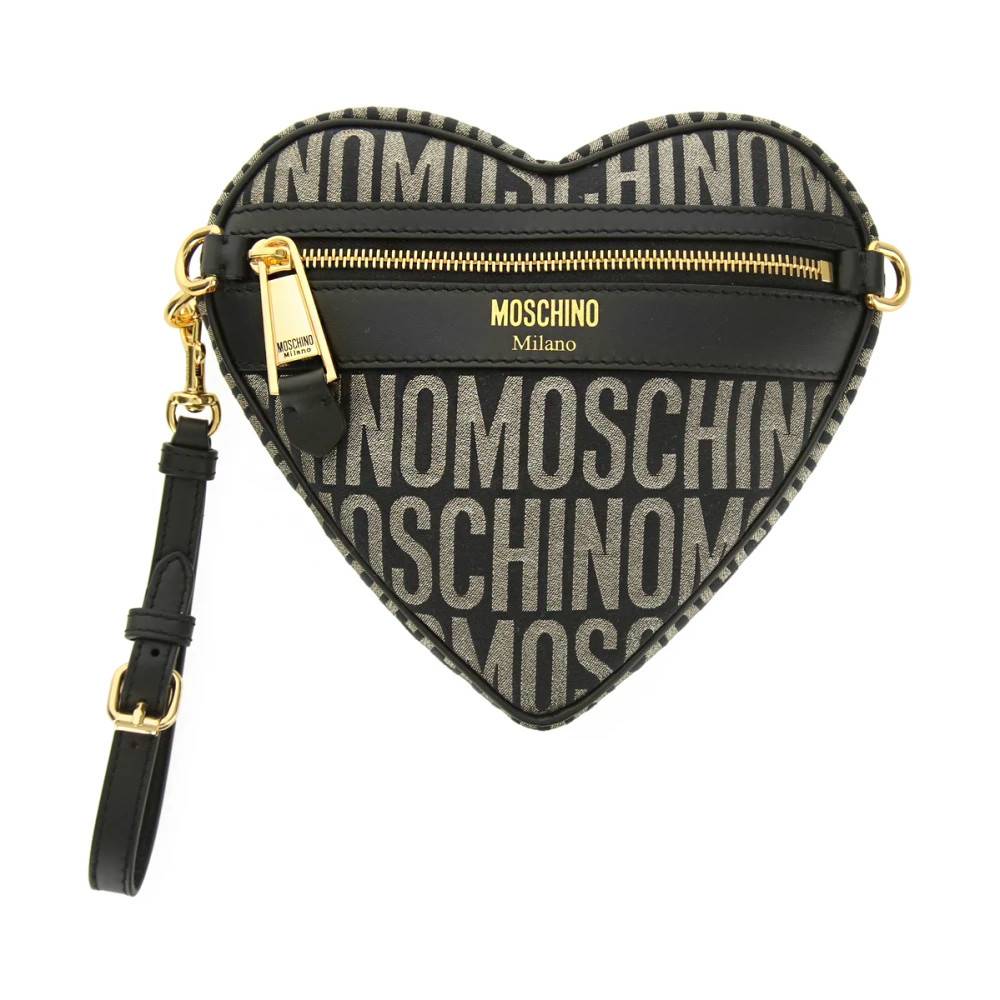 Moschino Hjerte Logo Lurex Taske - Tasker - Dame - Sort - ONE SIZE - Uld