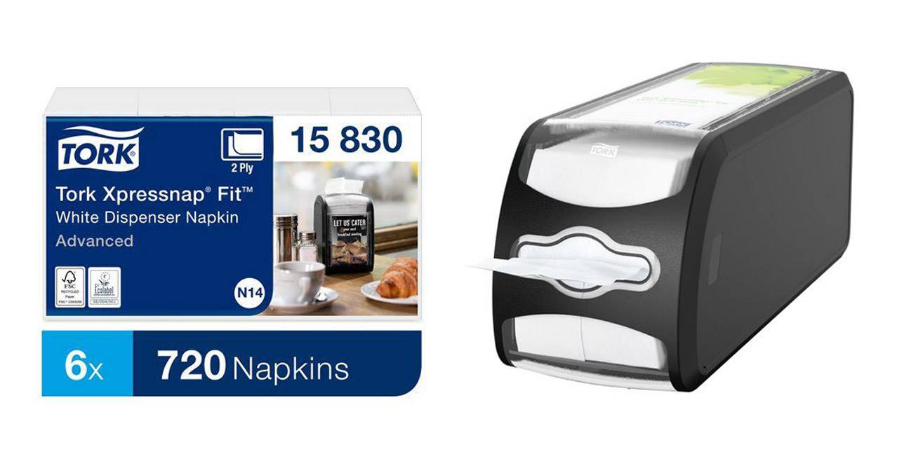 Servettdispenser Tork Xpressnap N14 Vit 6fp med Liggande Dispenser