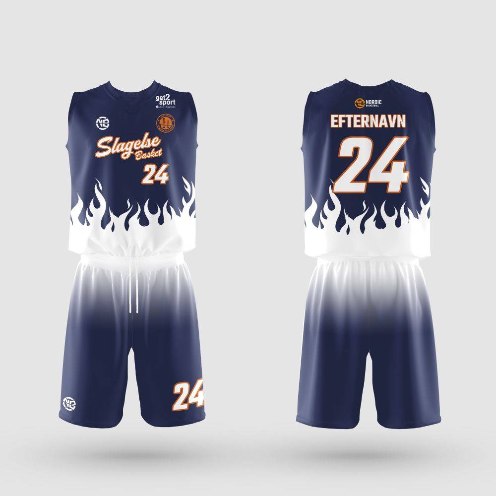 NB Spillesæt Slagelse Basketball Navy - Ude.