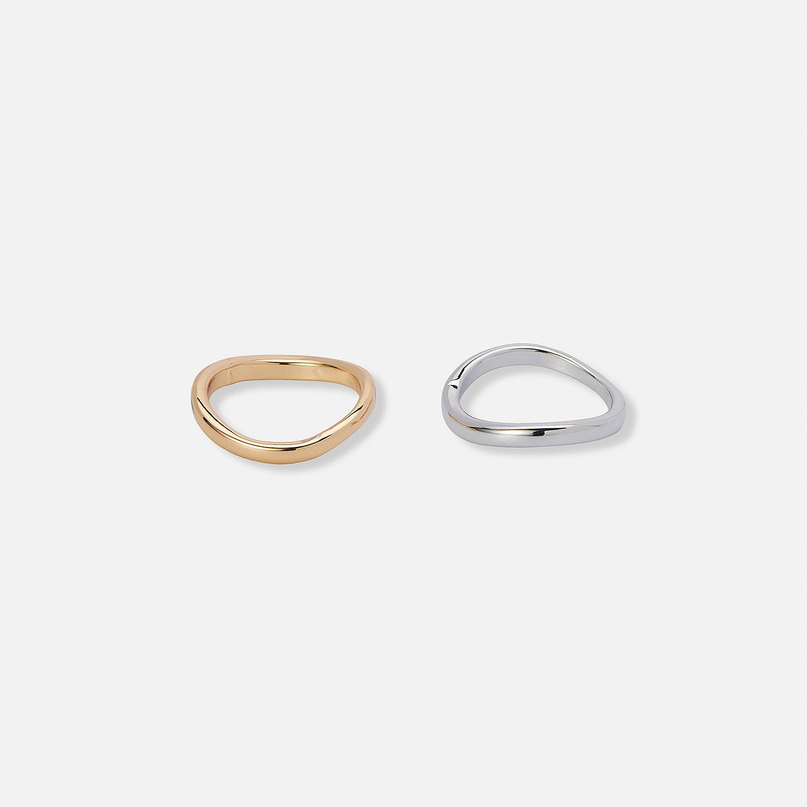 2-pack vågiga ringar, silver & guldfärgade - 18