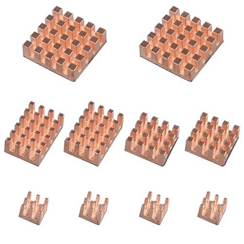 ZDE 10 st kylfläns, ren kopparradiator, CPU-kylflänsar, kompatibla med Raspberry Pi 5/Raspberry Pi 4, Model B