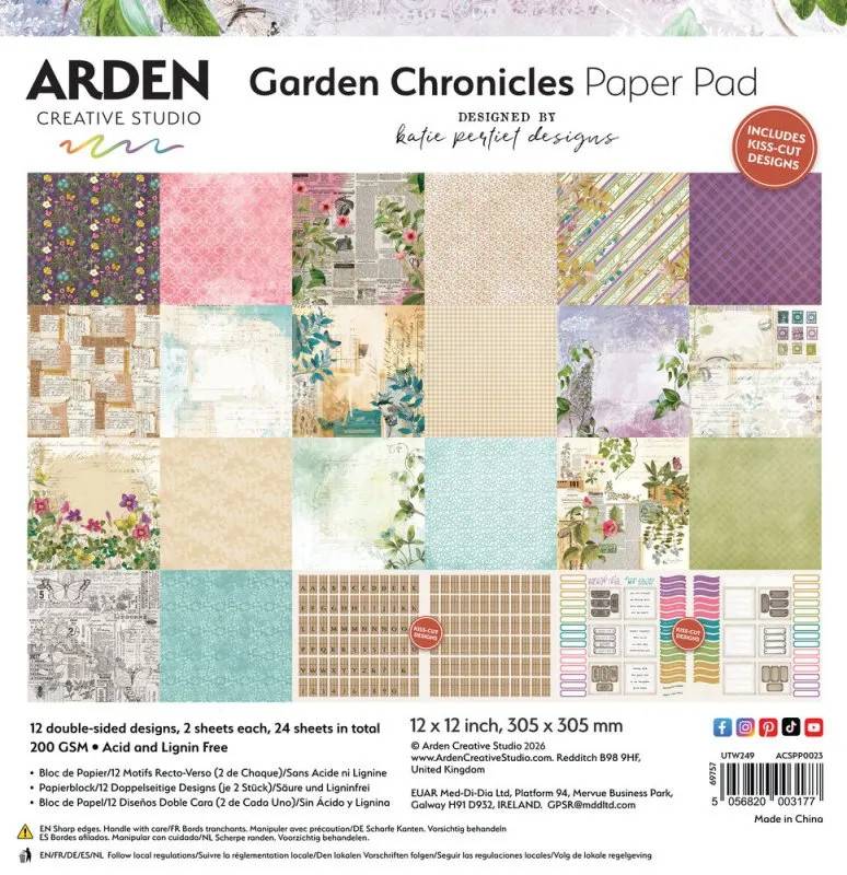 Arden Creative Studio 12”x12” Paper Pad - Garden Chronicles (12 sheets)