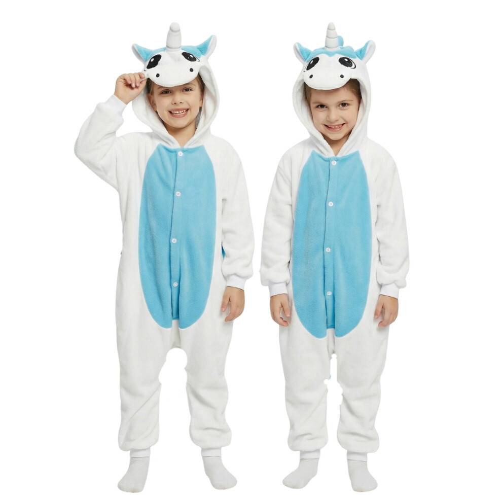Kigurumi Onesie Pyjamas Kostume Forklædning Hvid Enhjørning Børn 135-145cm
