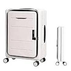 3-speed Adjustable Trolley Carry On Luggage Front Open Suitcase With Universal Wheel Boarding Luggage Easy To Move (White 20 in)