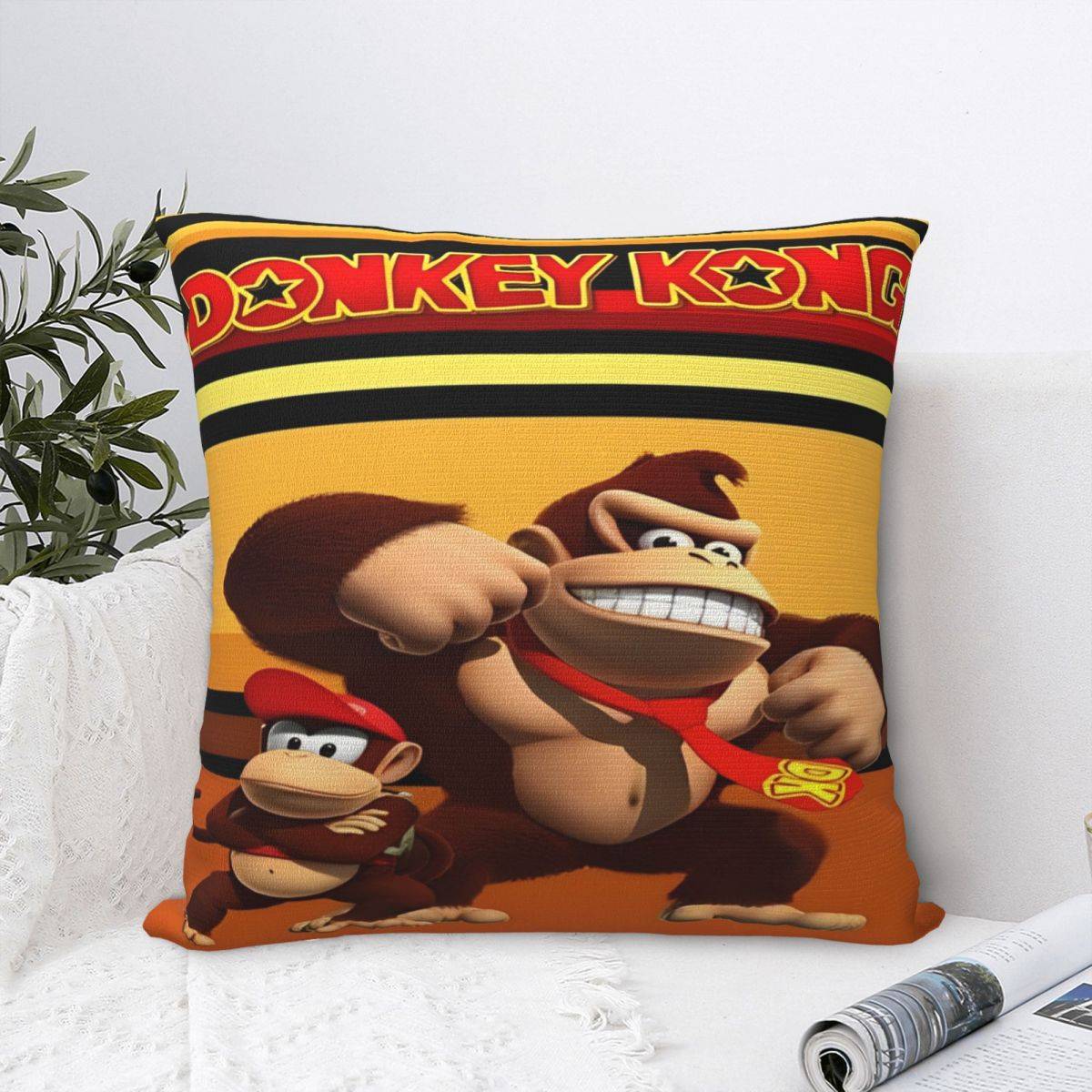 Donkey Kong Bananza Spel Kuddfodral Merch Tryck Kuddfodral Kuddfodral Sängdekor Fyrkantig Flera Storlekar yellow