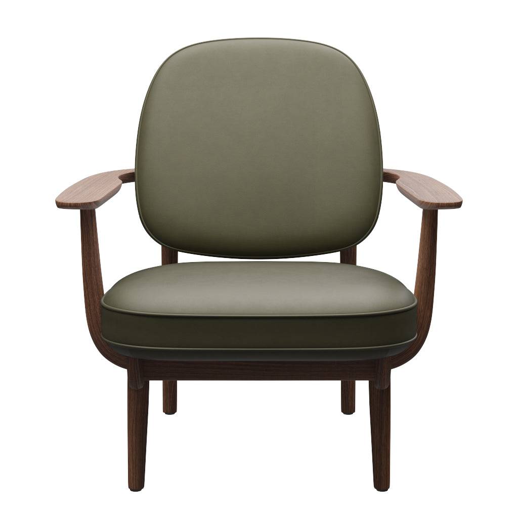 Fred Lænestol, valnødbejdset eg fra Fritz Hansen Essential læder - Moss Green - Jacobsen Plus