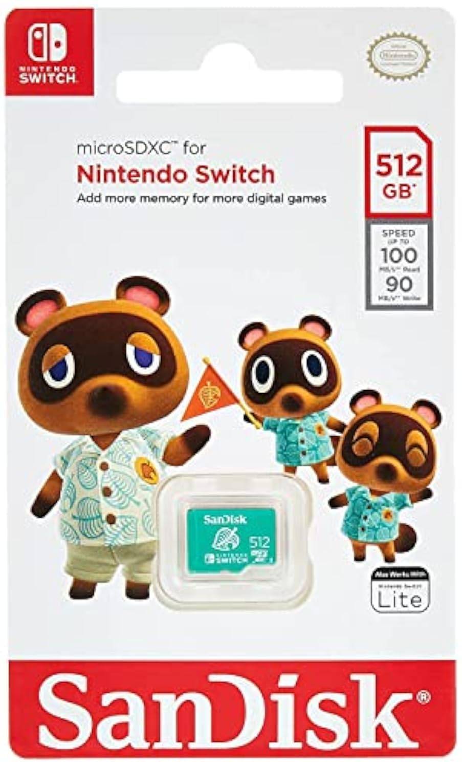 SanDisk microSDXC 512 Go Edition Animal Crossing Leaf Nintendo Switch Switch Lite et Switch - UHS-I