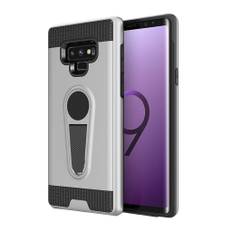 Samsung Galaxy Note 9 mobilskal metall plast silikon utfällbart ställ magnetiska bilhållare - Silver