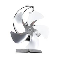 Wood Burner Fan 5 Blades Ultra Quiet Air Circulation Heating Energy Saving Heat Powered Fireplace silver