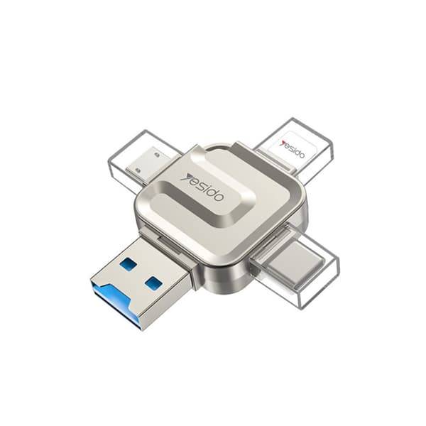 Yesido 4-i-1 USB Flash Hukommelseskortlæser OTG Adapter