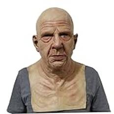 Läskig mask gammal man mask realistisk skallig huvud latexmask en storlek halloween mask läskig mask med ventilationshål rynkor ansiktsmask för halloween cosplay fest skämt