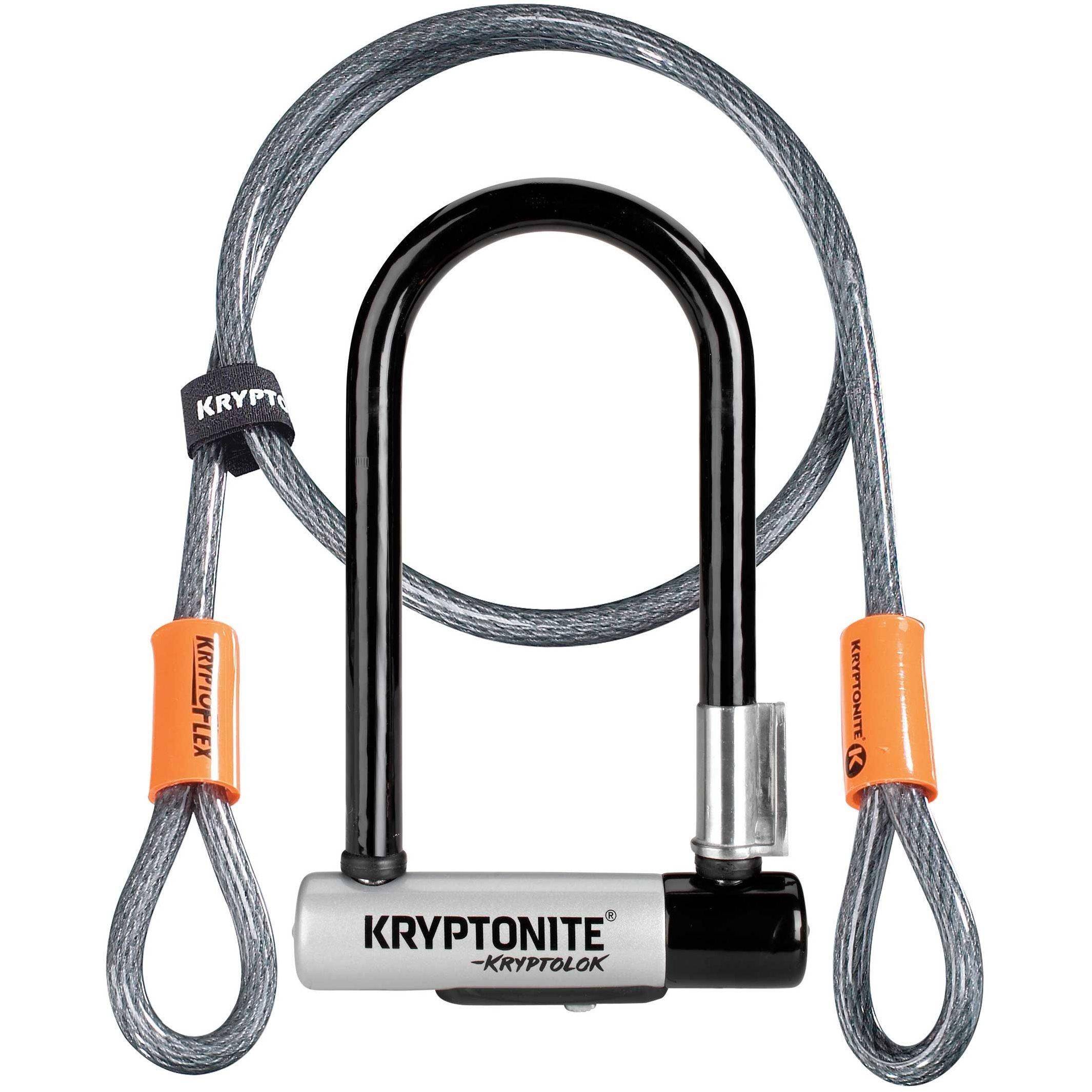 Kryptonite Kryptolok Mini U-Lock With 4 Foot Flex And Flexframe Bracket Sold Secure Gold