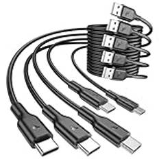 RAMPOW USB A till USB C-kabel [5Pack 2M], USB Type-C-kabel, 3A snabbladdning, USB C-kabel för iPhone 15, typ C-kabel för iPhone 16/16 Pro/15/15 Pro, iPad Pro/Air, Samsung S24/S22/S21, Xiaomi OnePlus