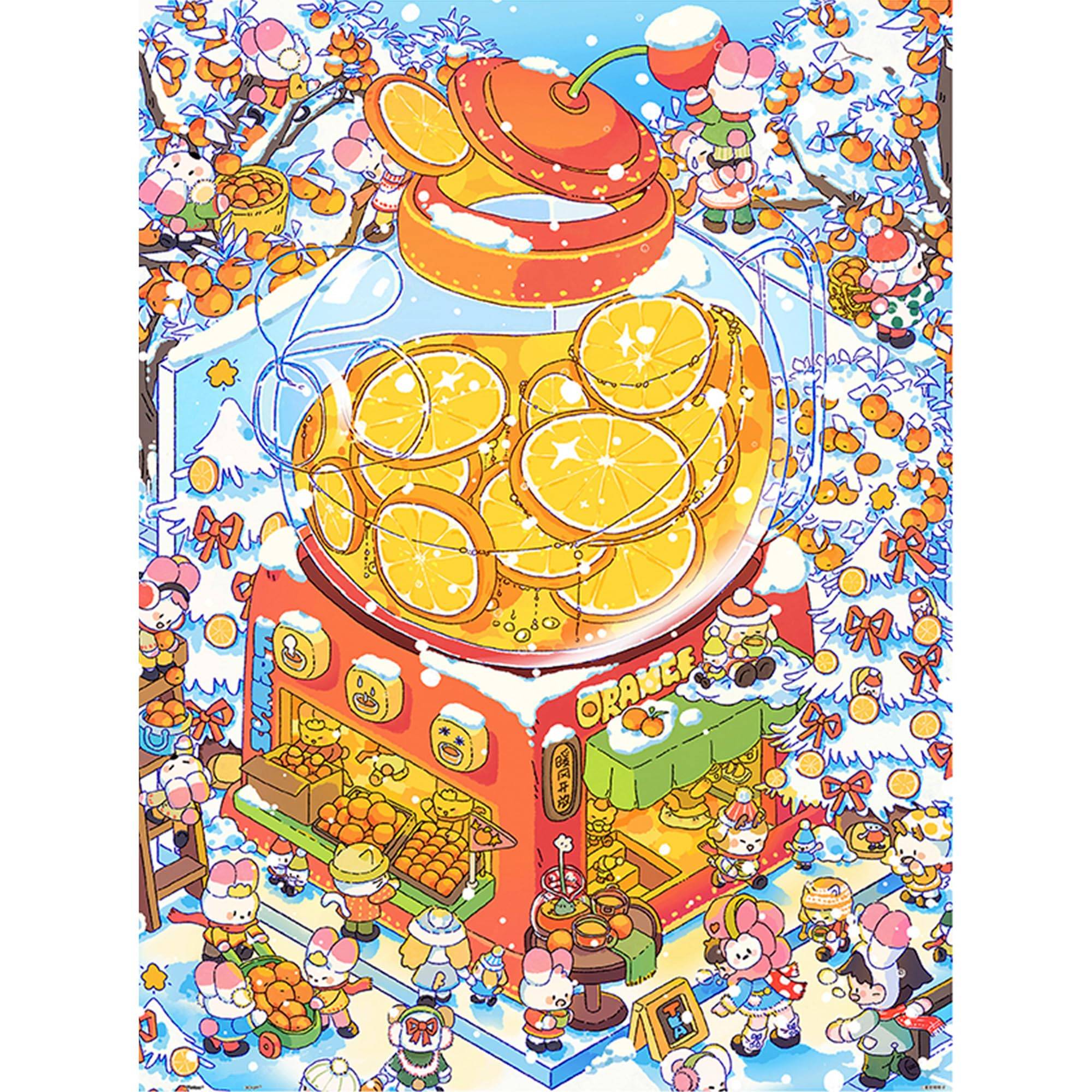 Pinto Plastic Jigsaw Puzzle Memiko Orange Tea and for No Broken Design 1200-Piece Hoshino - Snow (45x59cm) Adults, Difficult, Pieces, Click-together