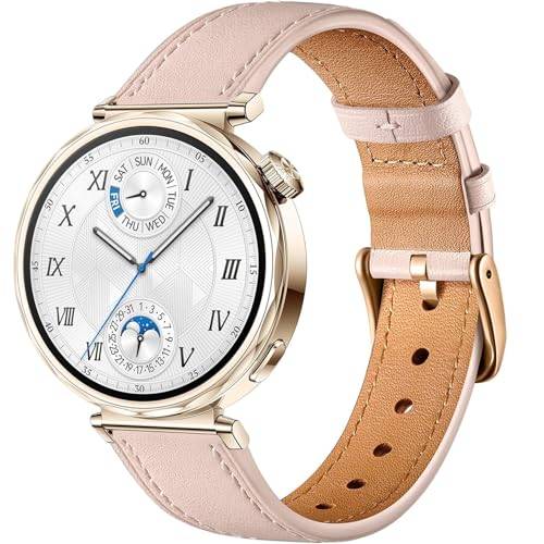 Issinlky läderarmband kompatibelt med Huawei Watch GT6 41mm/GT5 Pro 42mm/GT5 41mm/GT4 41mm/Huawei Watch 5 42mm, 18mm Business ersättningsarmband för Garmin Venu 2S/Venu 3S/Vivomove 3S/Vivoactive 4S