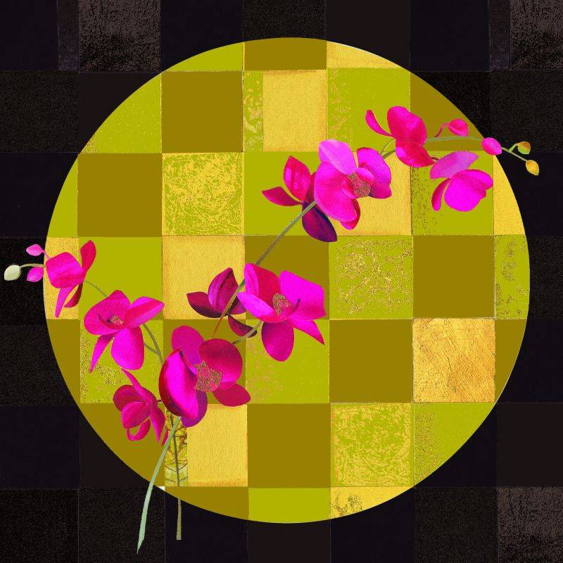 Orkider med guld print - Kort &amp; kuvert - Paper Rose