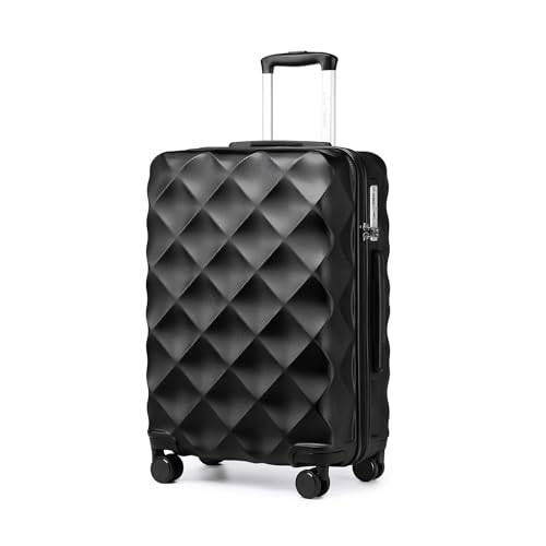British Traveller 73CM Trolley Resväska Large Styv ABS+PC med Svängbara Hjul och TSA-lås (28 tum, Svart)