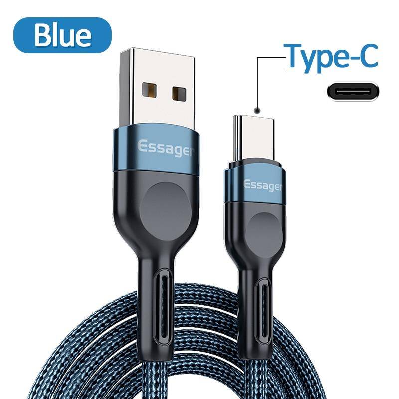 Essager USB Type C-kabel för Samsung Xiaomi mi 3A Snabbladdning USB-C-kabel Mobiltelefonladdare USBC Type-C Datakabel 3m 0.5m svart