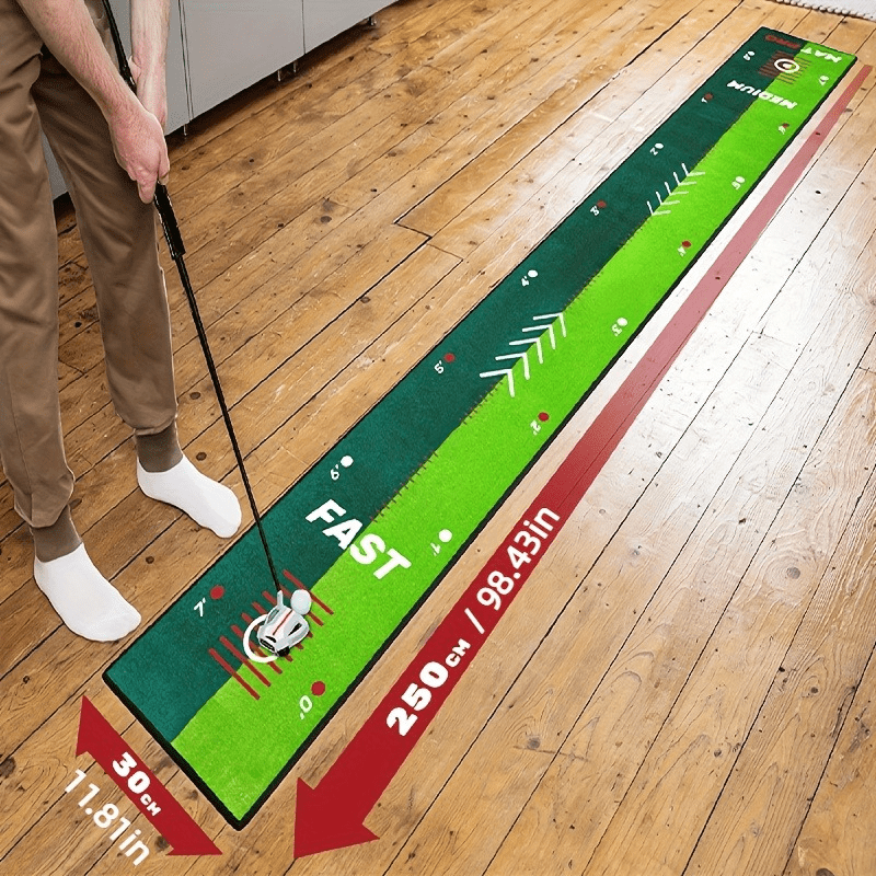 Golf Dual-speed Putting Mat With Green Surface And Non-slip Base - Indoor/outdoor Use, Portable Design Easy To Roll Up, Suitable For Home, Office Or Travel, Multiplayer Game, For All Skill Levels