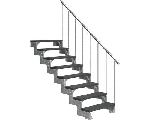 Utomhustrappa PERTURA Tallis antracit med trappräcke 8 steg Trimax 100cm