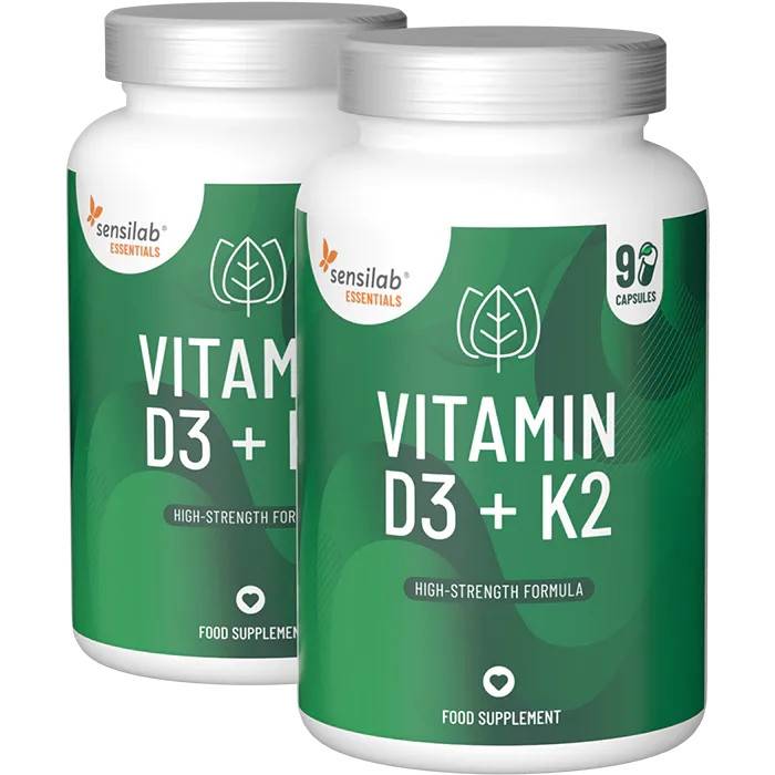 Essentials Vitamin D3 + K2, hög dos - vegetariskt, 180 kapslar