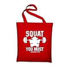 Styletex23 Squat you Must Dagobah Gym Sport Canvas Tote Shopper Väska Unisex, Röd