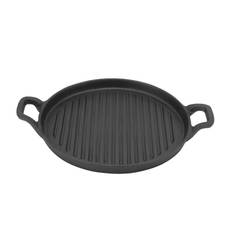 Cast Iron Griddle Reversible Dual Handle Ribbed Round Cast Iron Frying Pan for Gas Electric 31cm / 12.2in